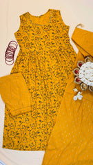Yellow Kurthi Set(Sleeves Attached) - Affordable Kurtha Set ( su 383 )