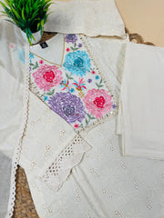 Off white Hakoba Salwar Suit with Floral Embroidery Work- Elegant Salwar Suit SU 141