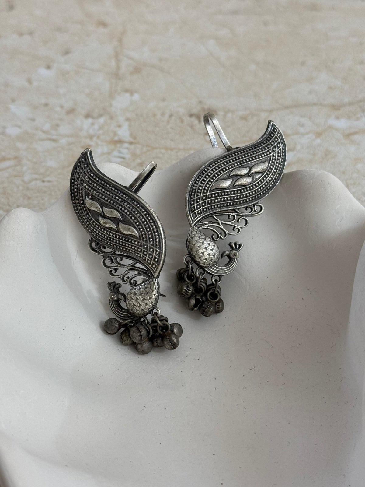 Grand Oxidized Peacock Bugadi Ear Cuff (SJ 98 )
