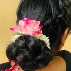 Scented Fake Jasmine Scrunchie with Pink Rose 🌸🌹