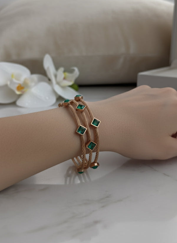 Twisted Wire Emerald Gemstone Bracelet ( SJ 92 )