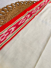 SINDOORA✨🥀 OFF WHITE WITH VIBRANT RED WOVEN BORDER MUL COTTON SAREE (SU 862)
