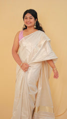 Ready to wear Champagne gold check saree SU 478