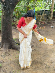 Manjari അക്ഷരം Kerala Kasavu Saree
