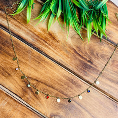 Multi Colour Gemstone💎Anti Tarnished Necklace ✨(SJ 156)