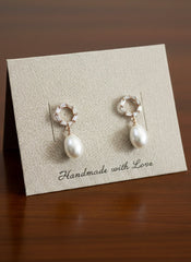 Rose Gold Plated Pearl Dangle Studs ( SJ 91 )