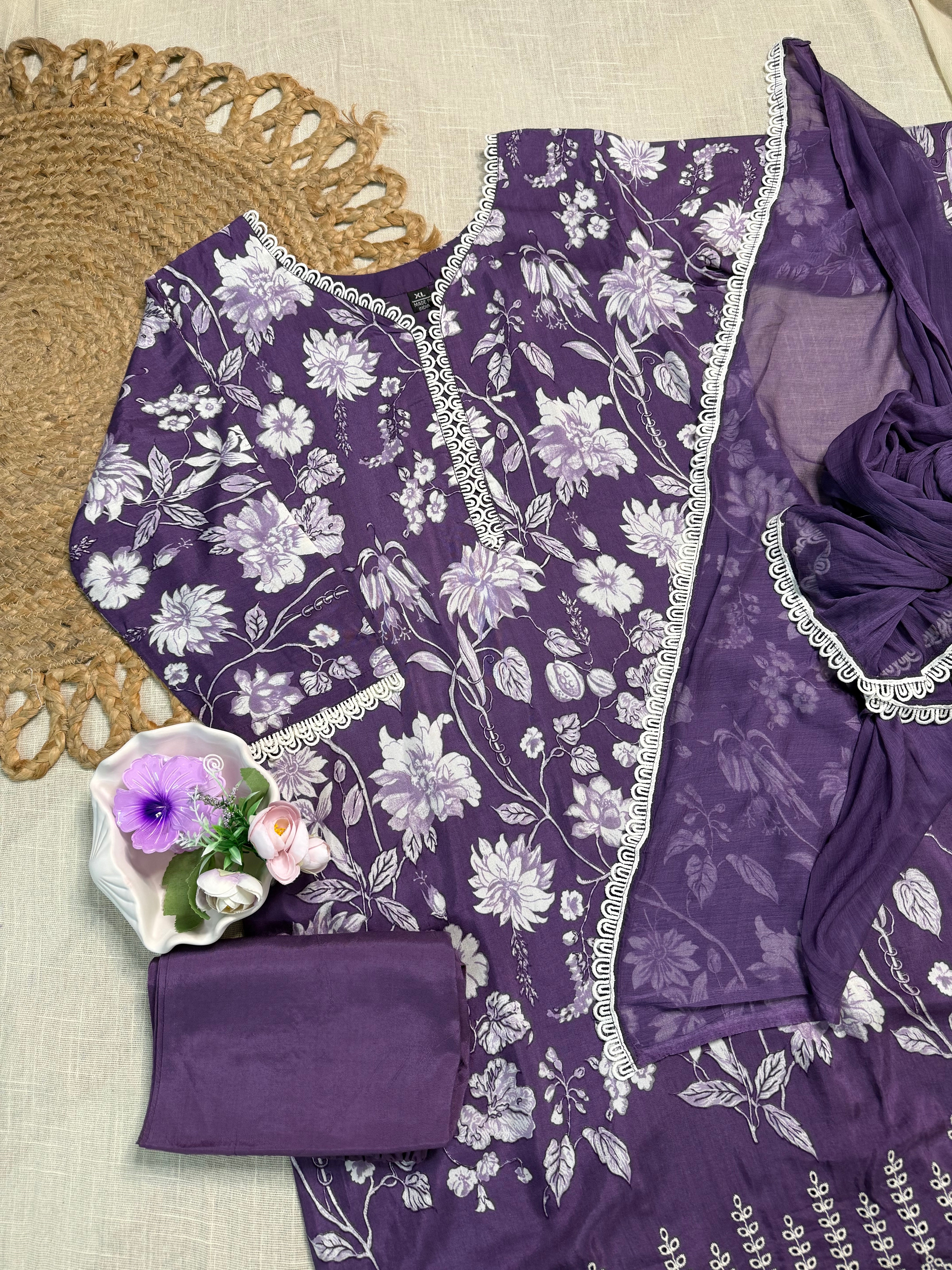 Violet Silk Salwar Suit - SU 127