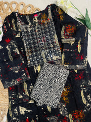 Black cord set with mirror work - SU 132
