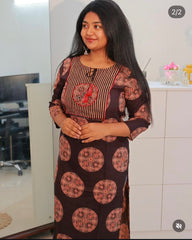 Black Brown Mirror Work Kurtha Top - SU 369