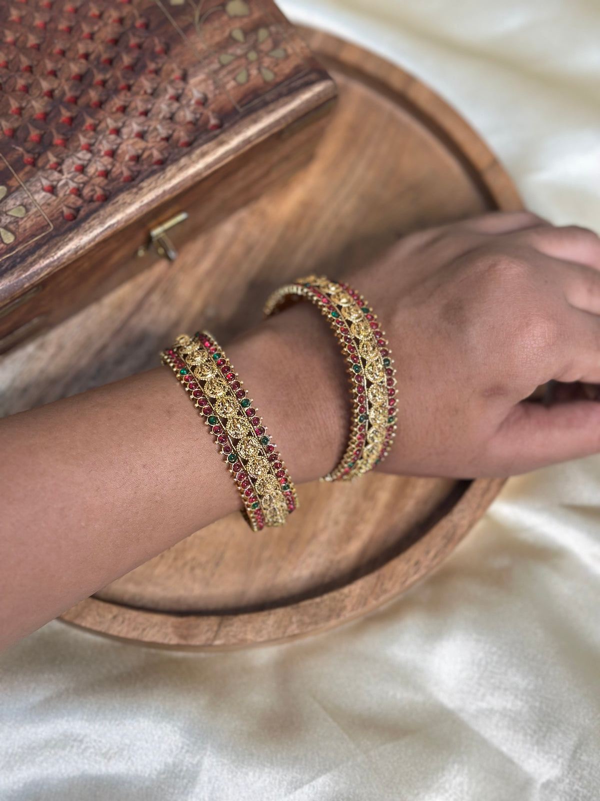 Rajwadi Ruby Heritage Bangles -set of 2 (SJ 166)