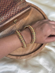 Rajwadi Ruby Heritage Bangles -set of 2 (SJ 166)