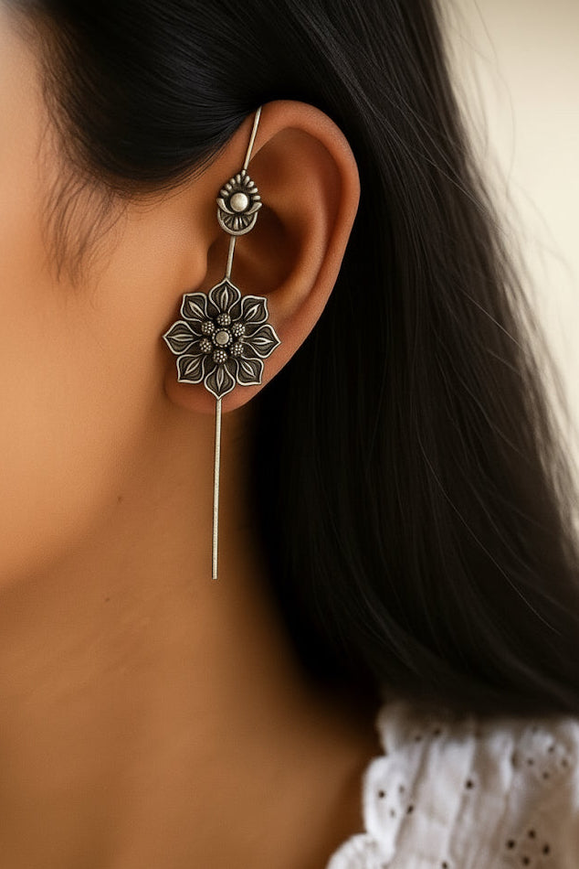 Boho Silver Floral Bugadi (SJ 99)