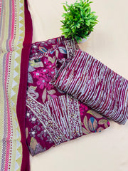 Magenta Salwar Suit with Floral work - SU 89