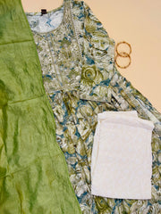 Green kurta set with dupatta(Naira Cut)