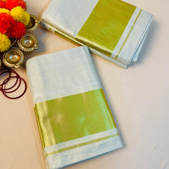 Ready to Wear Plain Tissue Saree with Golden Border - Elegant Saree