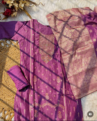 Lavender Mul Silk Salwar Suit- Elegant Salwar Set