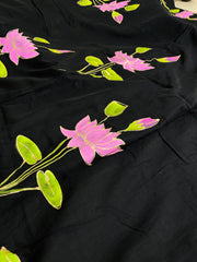 മധുമലർ🌸🖤FLORAL HAND PAINTED SOFT MUL COTTON SAREE (SU 866)