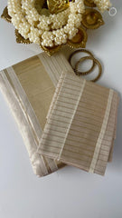 Ready to Wear Stripes Muted Gold Saree – Elegant Festive & Wedding Wear