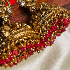 ANTIQUE PERUMAL FACE RUBY JHUMKA (SJ 194)