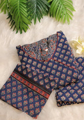 Blue Ajrakh Kurthi Set