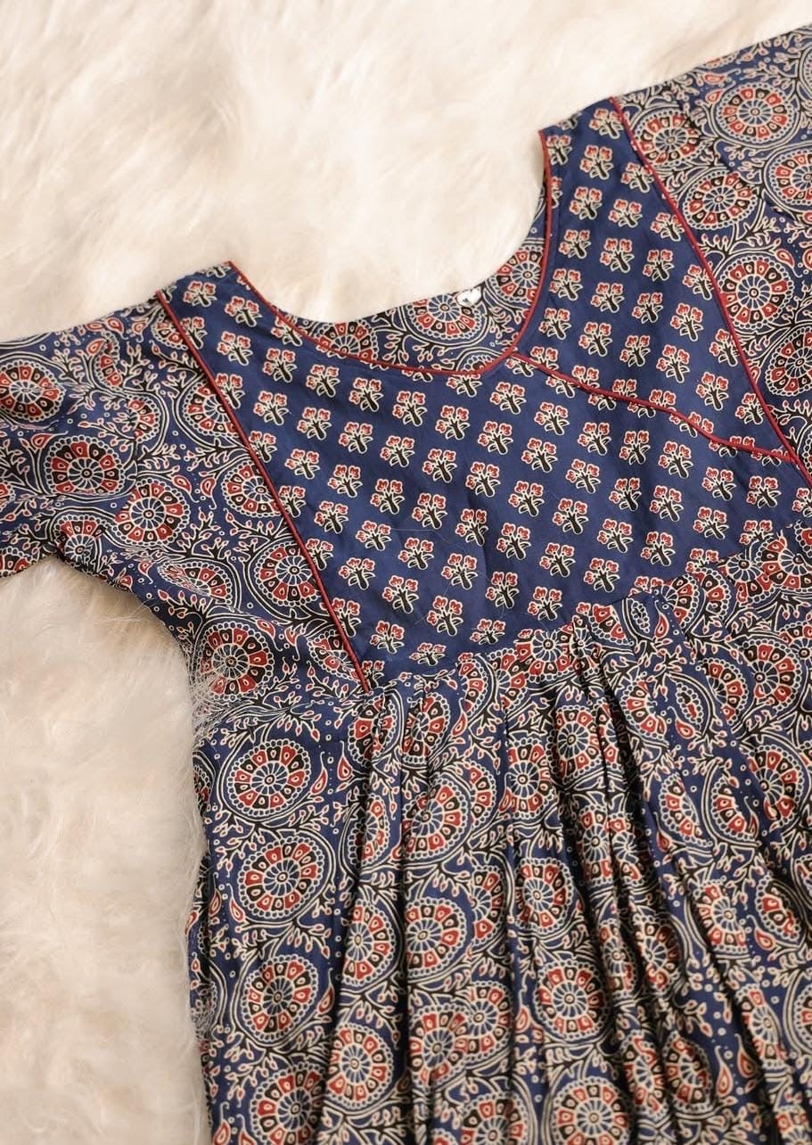 Blue Ajrakh Kurthi Set