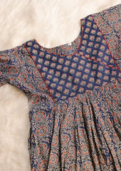 Blue Ajrakh Kurthi Set