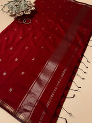SU 571 - Maroon Golden Black Tasal Saree