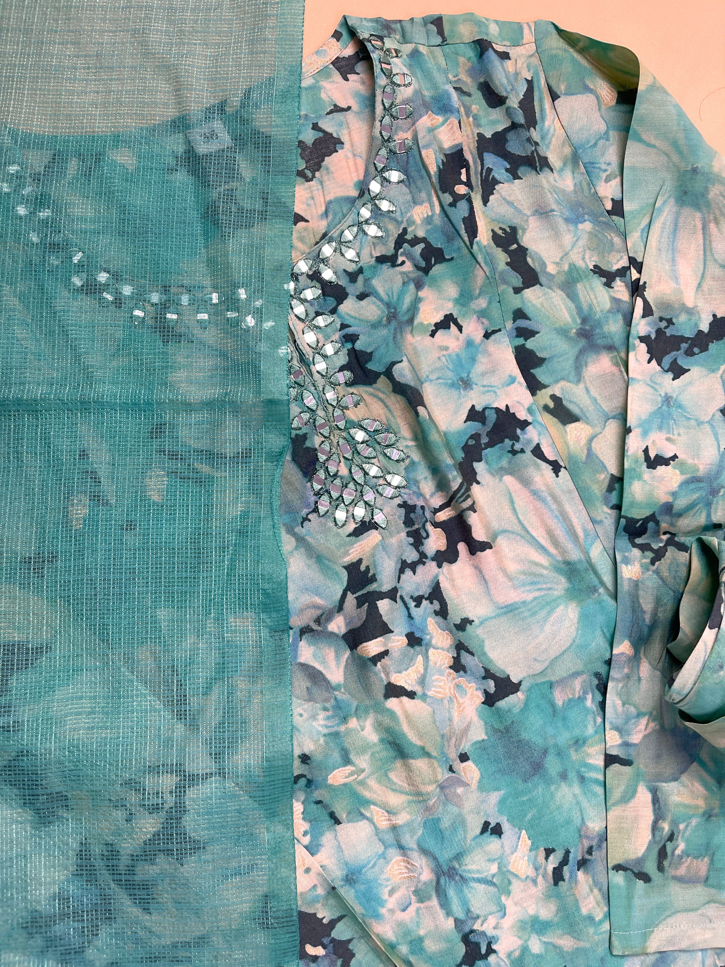Blue Floral Printed Kurta Set ✨