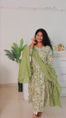 Green kurta set with dupatta (Naira Cut) (SU 94)