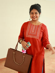 Brick Red Kurtha Top - Casual Kurtha