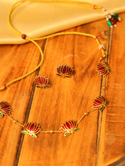 Red & green Lotus necklace simple