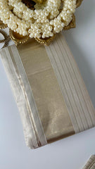 Ready to Wear Stripes Muted Gold Saree – Elegant Festive & Wedding Wear