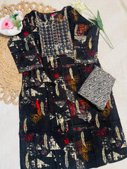 Black cord set with mirror work - SU 132