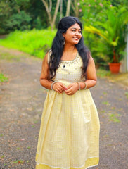 Elegant sleeveless mirror work frock top