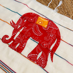 Chembaka🌸❤️ vibrant red elephant print  Mul Cotton Saree (SU 871)
