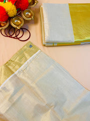 Ready to Wear Plain Tissue Saree with Golden Border - Elegant Saree