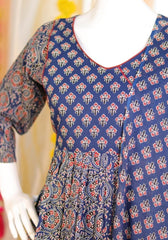 Blue Ajrakh Kurthi Set