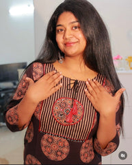 Black Brown Mirror Work Kurtha Top - SU 369