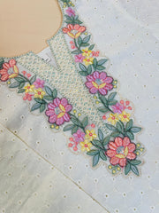 Off white hakoba salwar suit with floral thread work