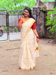 Manjari അക്ഷരം Kerala Kasavu Saree