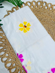 ANANYA🌸HAND PAINTED FLORAL MUL COTTON SAREE ✨(SU 809)
