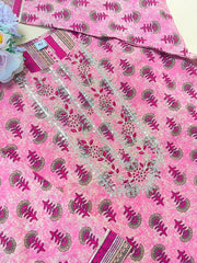 Pink with Golden Work Kurthi 2 piece Set - Comfortable Wear