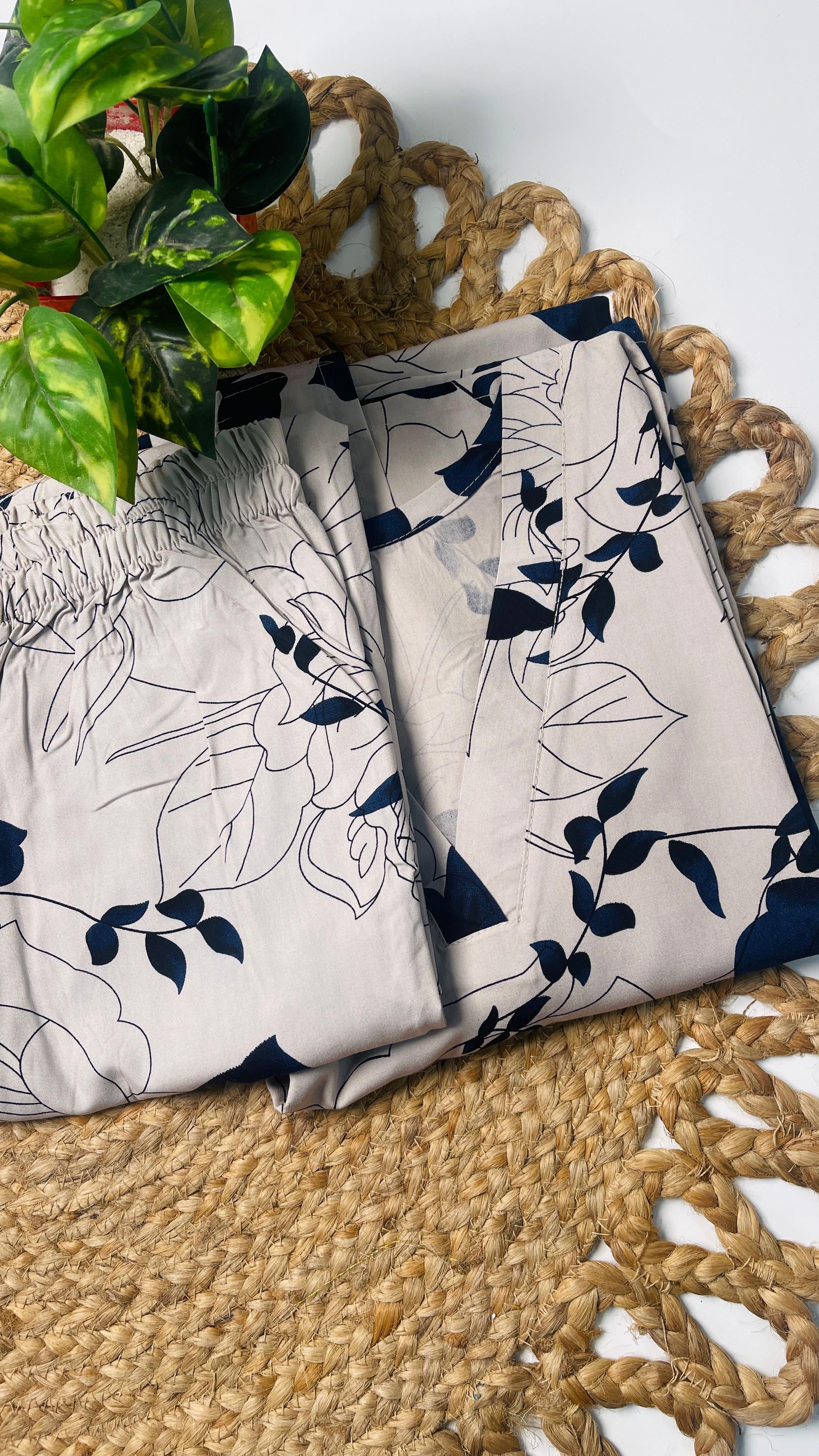 Ash nights dark blue floral co-ord set