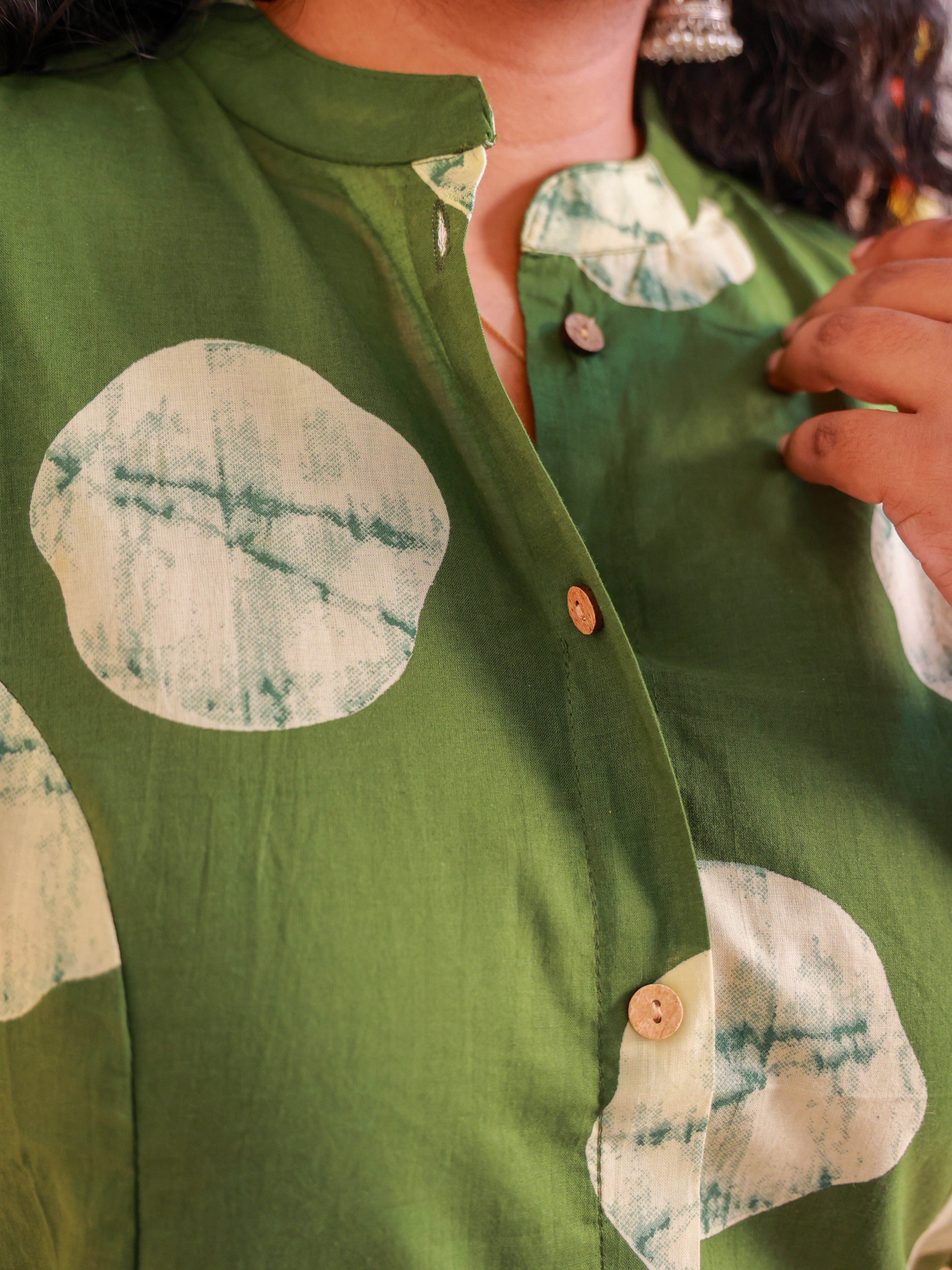 Olive Green Collar Neck Kurthi - SU 607