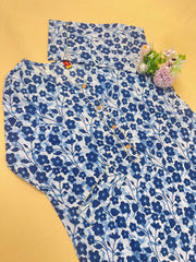 Dark blue floral Cotton Top - Casual Wear