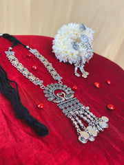 Antique Silver Oxidized Necklace & Earrings Set with Swan Motif