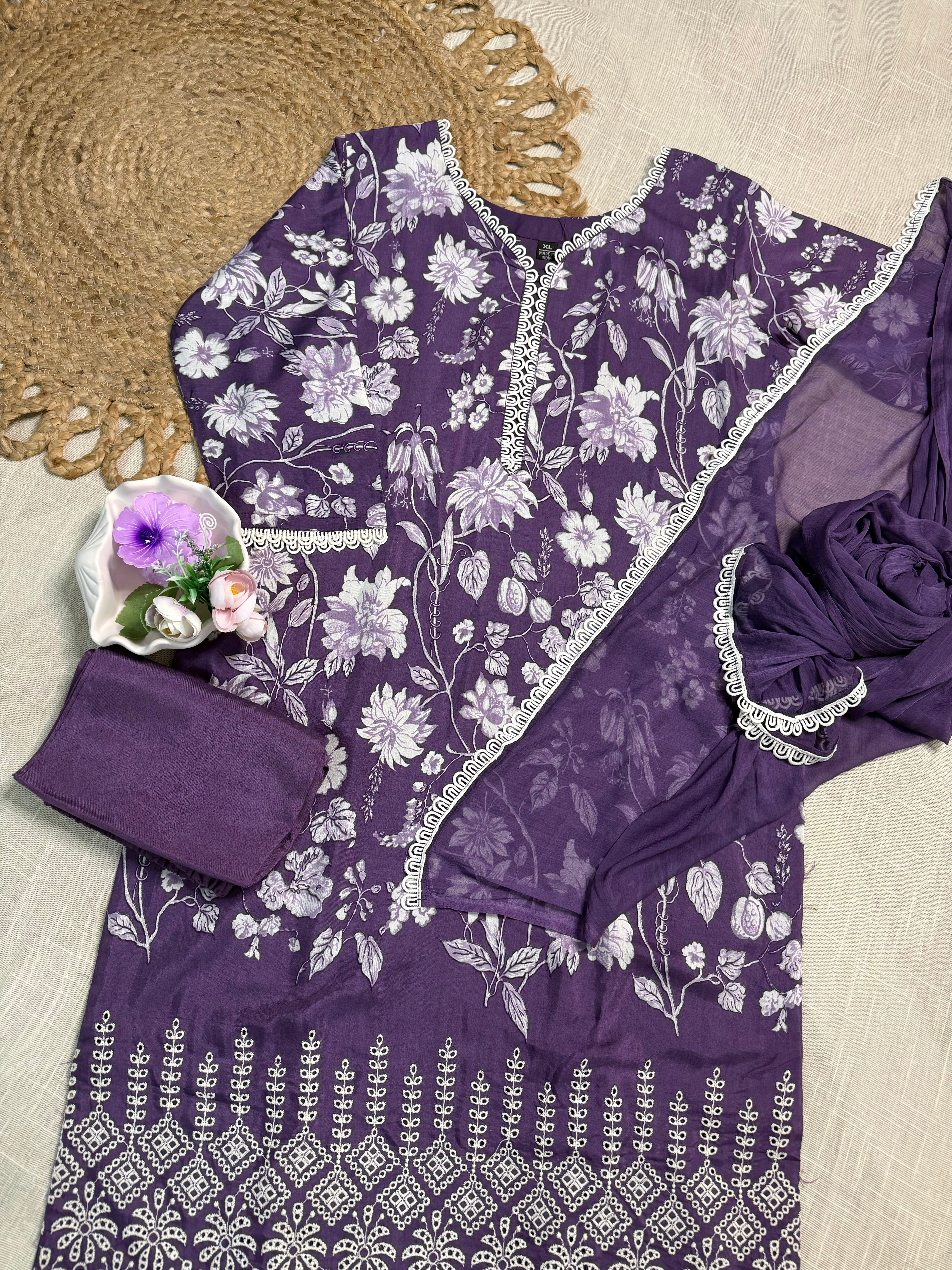 Violet Silk Salwar Suit - SU 127
