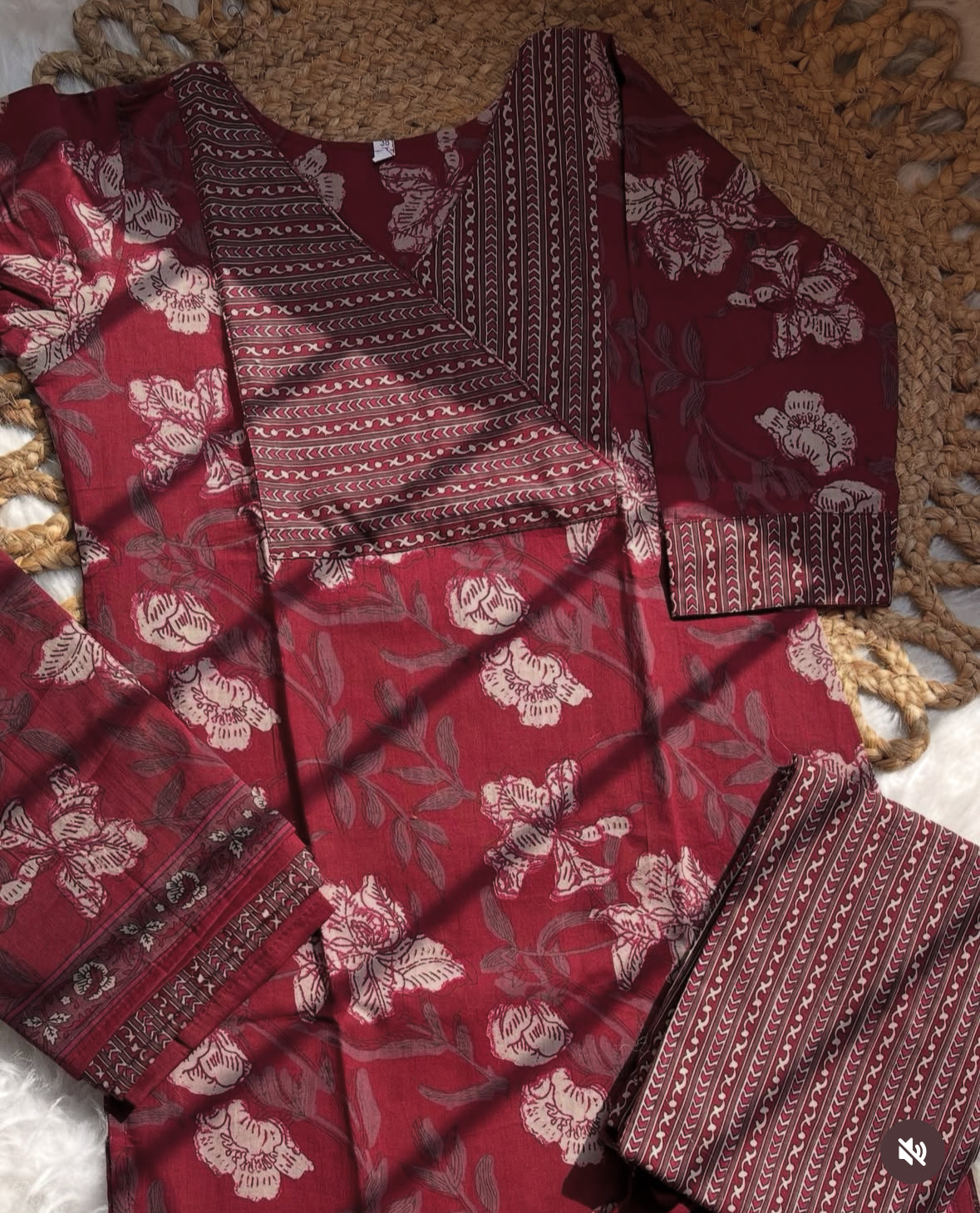 Maroon Angrakha Kurtha Set - SU 309
