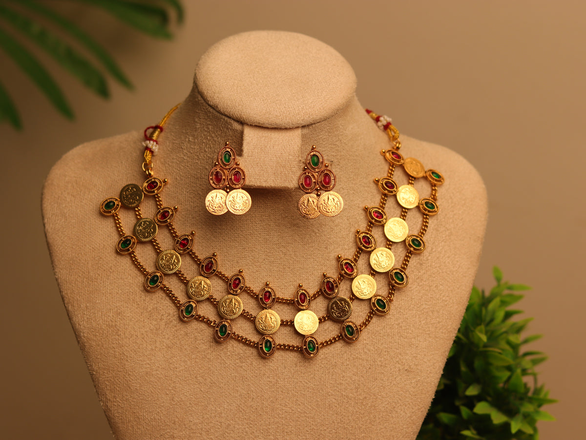 Antique Three Layer Coin Choker Set (SJ 202)