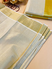 Ready to Wear Plain Tissue Saree with Golden Border - Elegant Saree